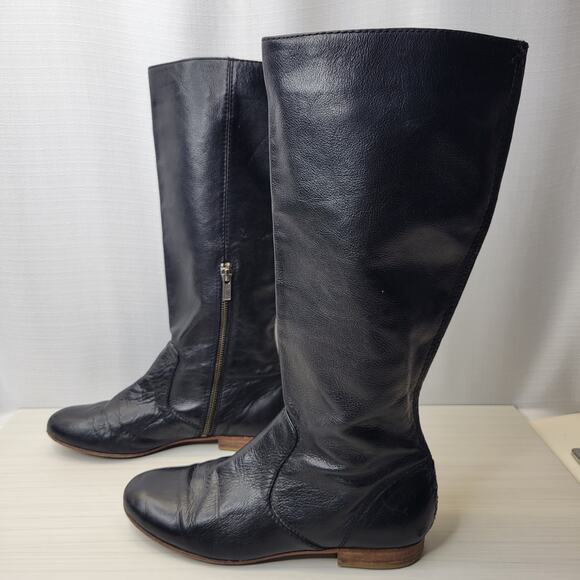 Frye Black Flat Jillian Pull On Tall Boot with Lace Detail, 7M - Picture 5 of 11